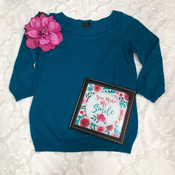Worthington Petite Business Teal Sweater PM - Picture 3 of 12